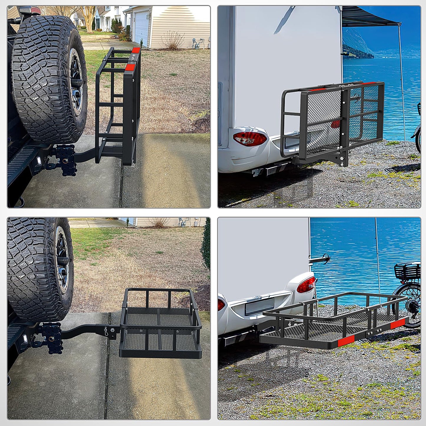 Nilight 60" x 20"x 7.87" Hitch Cargo Carrier & 5/8" Pin Clip Fits 2-Inch Receiver 500 Lbs Heavy Duty Capacity Luggage Basket Fold Up for SUV Pickup Camping Traveling