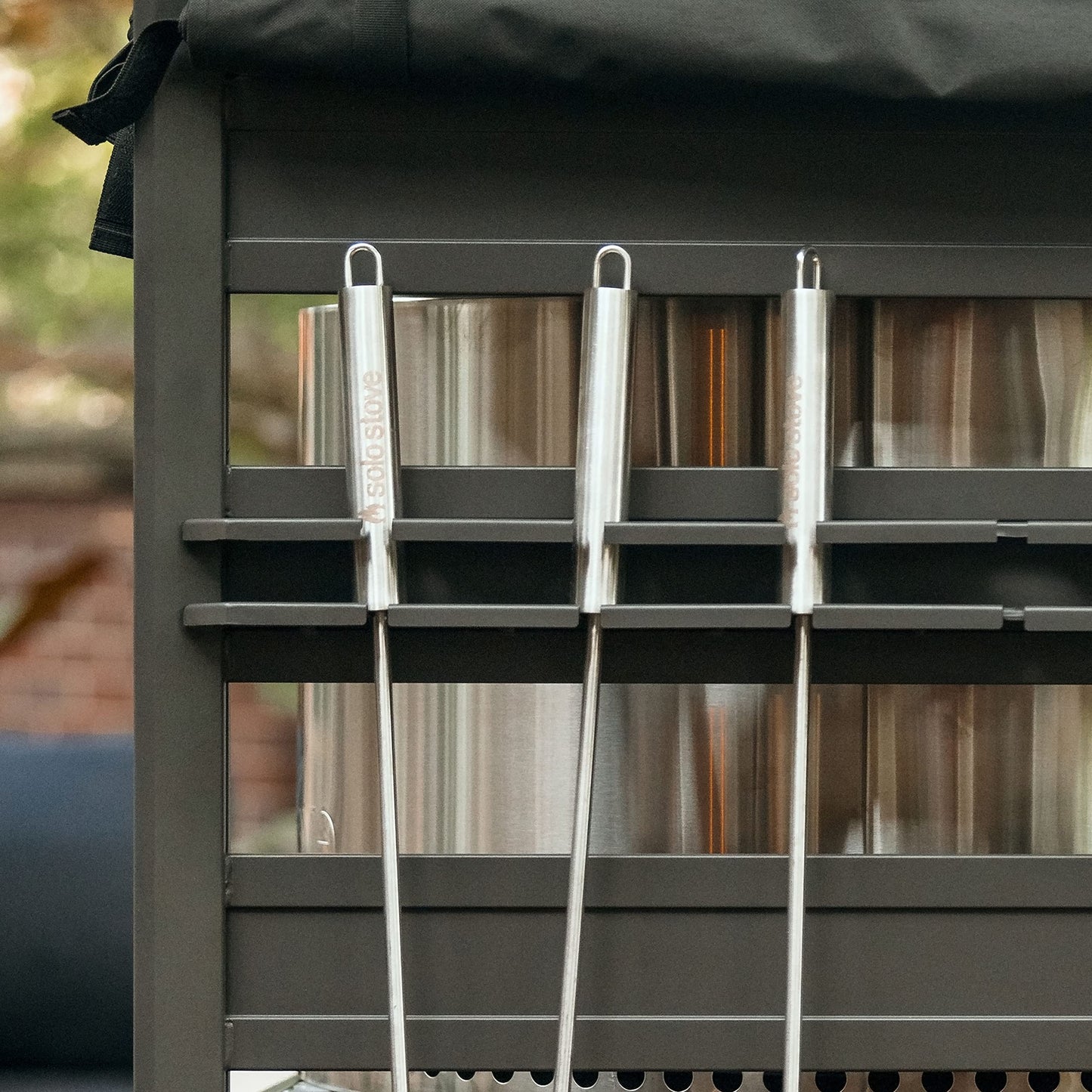 Solo Stove Station – 4.4ft Black Aluminum Firewood Rack with UV-Coated Cover, Two-Shelf Outdoor Storage for Fire Pit Logs, Tools & Accessories