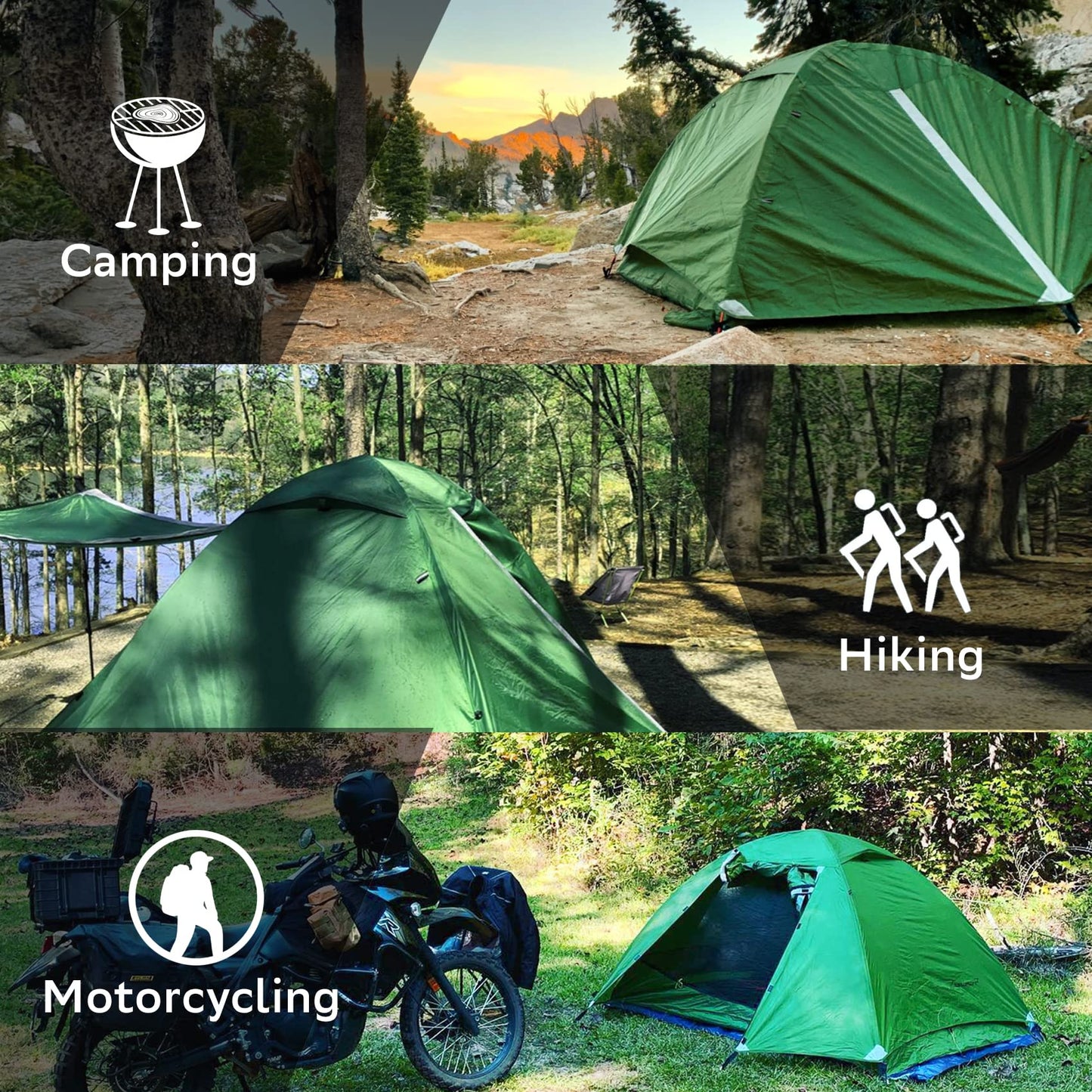 Clostnature Lightweight Backpacking Tents - 7'3'' x 4'11'' x 3'10'' Camping Tent with Matching Waterproof Tent Footprint, 2 Person Waterproof Tent with Camping Tarp for Outdoor, Hiking
