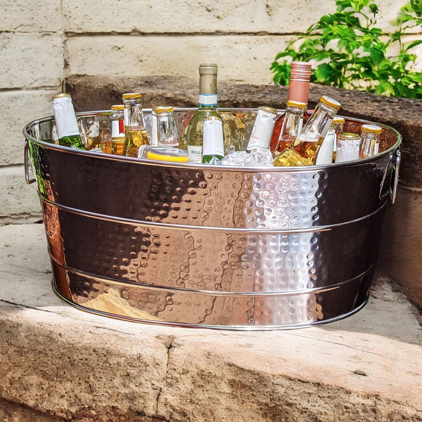 BREKX Aspen Heavy-Duty Oval Stainless Steel Drink Cooler for Parties - Metal Large Ice Bucket for Drinks, 25-Quart (30-Bottle) Large Cooler Ice Container for Parties