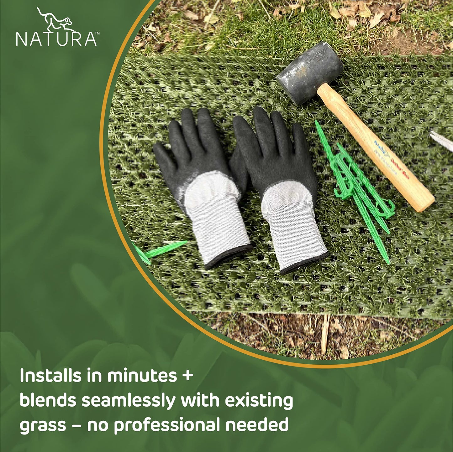 Natura PowerRun 10376807 Outdoor Artificial Grass for Dogs, Turf Grass Patch Blends in with Natural Grass, Keeps Paws and Homes Clean, 1.5 ft. x 15 ft., Green