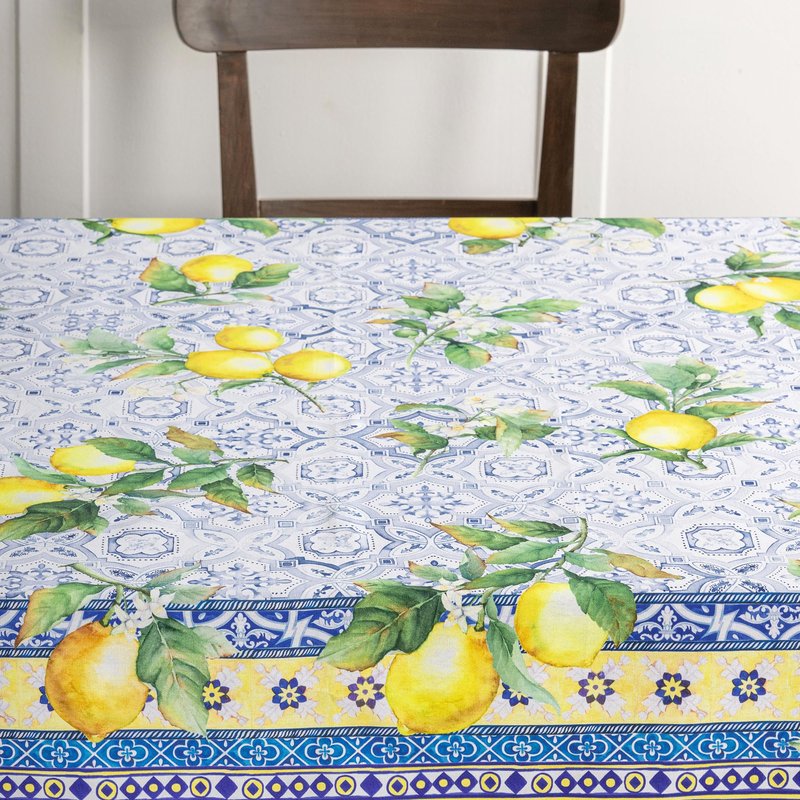 Maison d' Hermine Table Cloth Rectangle Table 100% Cotton 60 x 120 Inches Tablecloth Reusable Decorative for Dining Kitchen Room Farmhouse Home Gifts for Mothers Day Spring Summer - Citrus