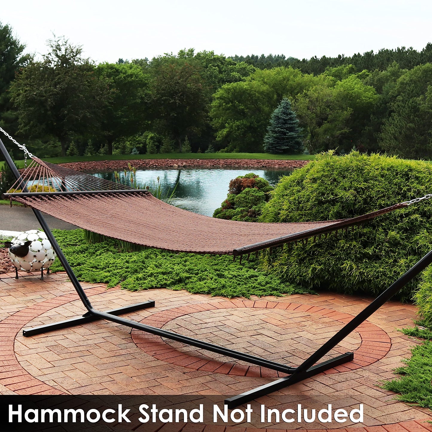 Sunnydaze Soft-Spun Polyester Rope Double Hammock for Outside - 600-Pound Weight Capacity Extra Large Hammock - Mocha