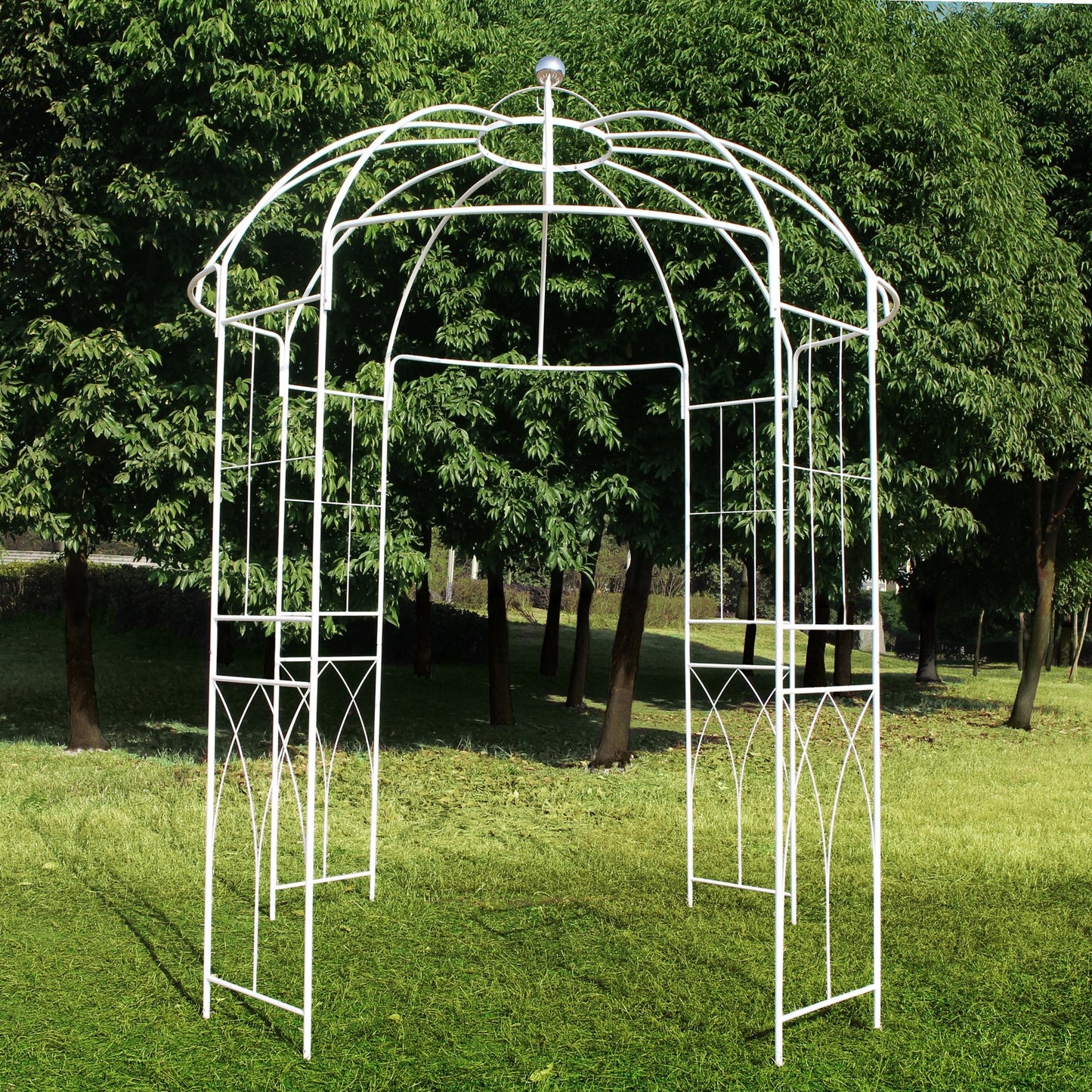 OUTOUR French Style Birdcage Shape Heavy Duty Gazebo, 9' Highx 6'6" Wide, Pergola Pavilion Arch Arbor Arbour Plants Stand Rack for Wedding Outdoor Garden Lawn Backyard Patio,Climbing Vines,Roses,White