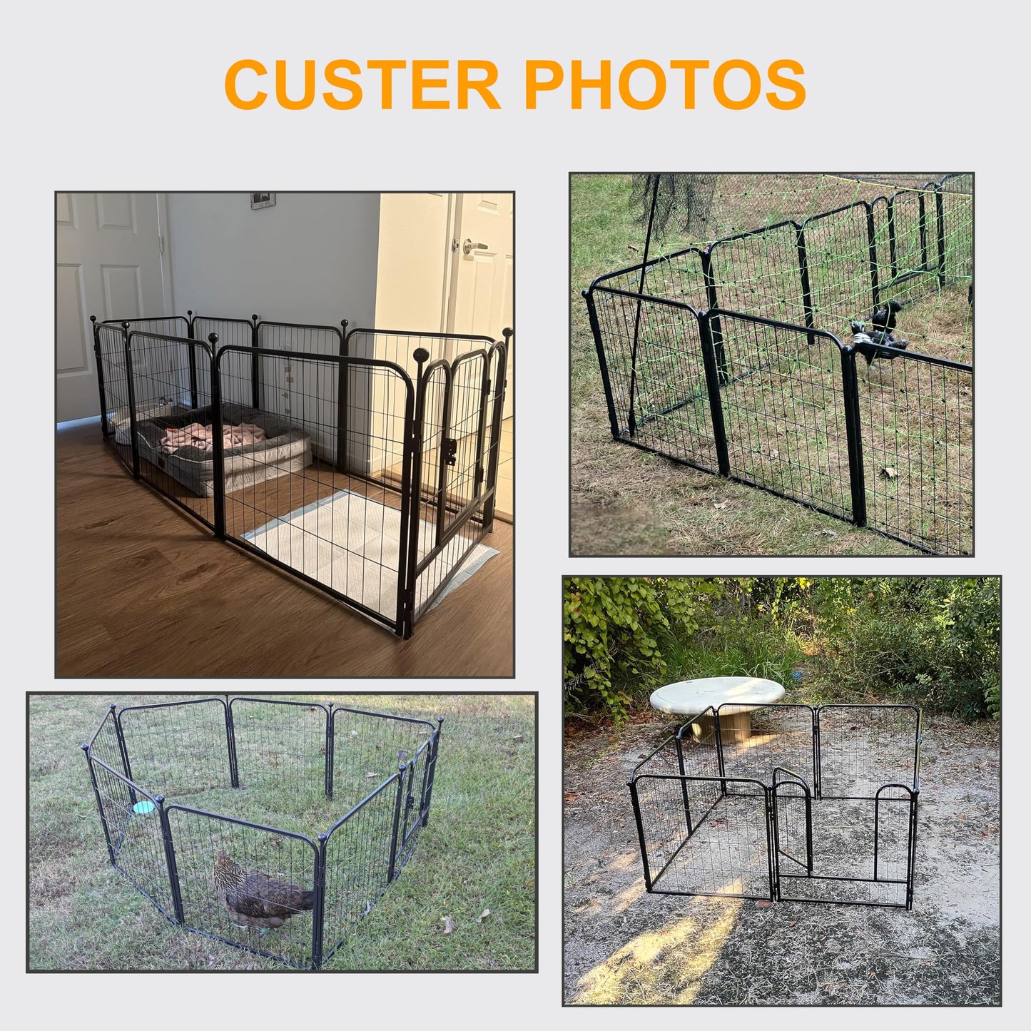 fowick 32" H x32 w Dog Playpen 10 Panels, Lack MelalPupy Exercise Pen forindoors & Oudors,Ffoldabl Animal Bamier ence, Porable petplay Pen for smal Dogs& Rabbits, No Dig Fence