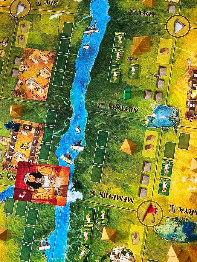 Amun Re by Alley Cat Games | Strategy Board Game | Ages 12+ | 2-5 Players | Classic Auction & Pyramid Building Game with Expansions Egyptian Theme & Province Bidding