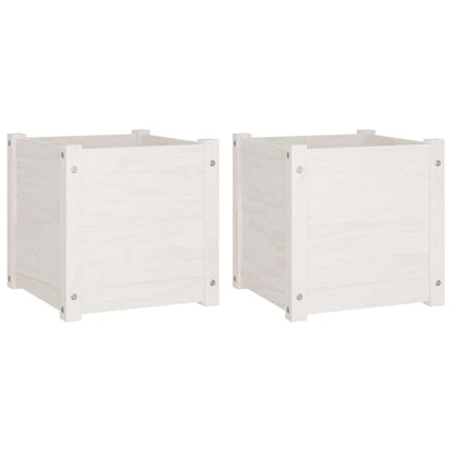 Xolmizyn Set of 2 Large Square Wooden Planters, Solid Pinewood Garden Flower Pot for Indoor and Outdoor Patio, Deck, and Balcony Decoration, 15.7 inch