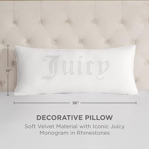 Juicy Couture – Decorative Accent Pillow Velvet Safari Leopard Premium Reversible Throw Pillow Living Room and Bedroom Décor Measures 14" x 24" Cheetah on White