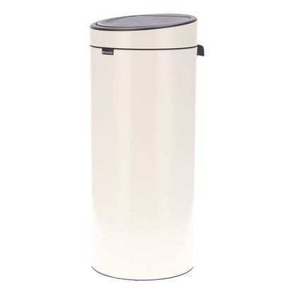 Brabantia Press-Top Kitchen Trash Can | Soft Beige | 8 Gallon / 30L | Home Trash Can with Soft-Touch Stay-Open Lid & Removable Inner Bucket | + Trash Bags
