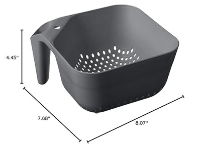 Tovolo Tovolo 3 Quart Colander BPA Free Food Safe Plastic Strainer with Handle Heavy Duty Heat Resistant Pasta and Veggies Kitchen Drainer Steam Basket Dishwasher Safe, Charcoal Gray