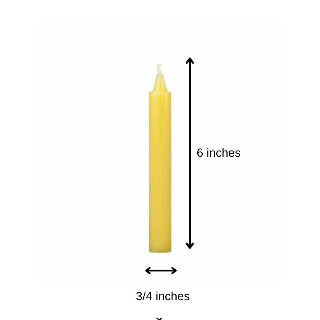 6 Inch Taper Candle 5 Pack Spell, Wicca, Santeria, Energized Candles Velas de 6 Pulgadas Paquete de 5 Velas (Yellow)