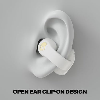 Skullcandy Push 720 Open Wireless Open Ear Bluetooth Earbuds, Headphones, Waterproof, Clip-On Lightweight Design, 30 Hours Battery, Wireless Charging Pouch, Microphone for iPhone Android - Bone