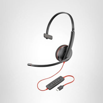 Poly Blackwire 3210 Wired Headset, Noise-Canceling Mic, Single-Ear Design, Connect to PC/Mac via USB-C or USB-A, Works with Teams & Zoom, Amazon Exclusive (9P7X7AA)