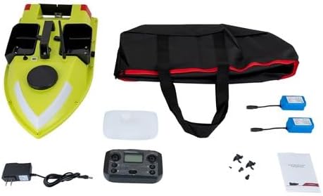 Fishing Bait Boat with LED Lights 5200mAh Battery &amp Carry Bag 2 Batteries Included RC Fishing Boat for Lake Fishing Fish Feeding &amp Night Fishing Green