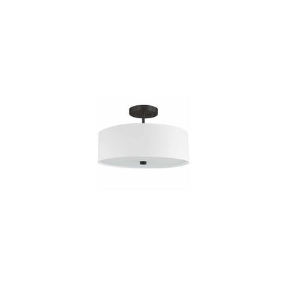 Dainolite Everly Semi Flush Light Fixture, 3-Light, 180 Watts, Black, Model 571-143SF-MB-WH