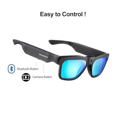 OhO Smart Glasses with Full HD Camera & Open Ear Bluetooth Speaker Headphone,Built in Memory,for Men Women