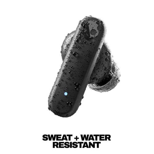 Skullcandy Smokin’ Buds Wireless Earbuds, Bluetooth Headphones, Noise Isolating Fit, Up to 20 Hours Battery, IPX4 Sweat and Water Resistant, Microphone for iPhone Android - True Black