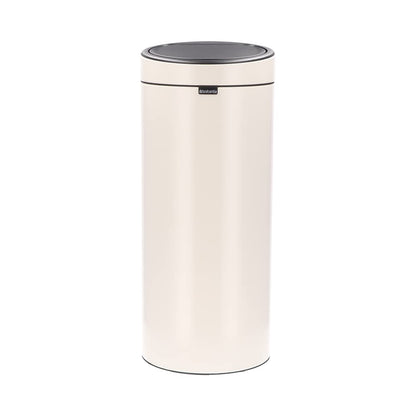 Brabantia Press-Top Kitchen Trash Can | Soft Beige | 8 Gallon / 30L | Home Trash Can with Soft-Touch Stay-Open Lid & Removable Inner Bucket | + Trash Bags