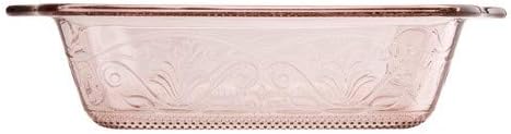 Anchor Hocking Square Baking Dish - Embossed Glass - 8 x 8 - Elegant Rose Design