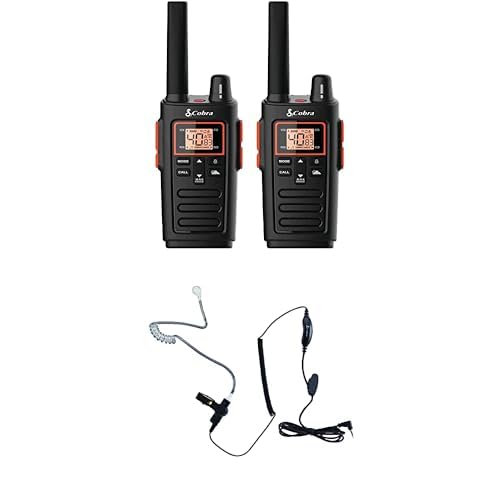 Cobra RX680 Walkie Talkies (2-Pack) - Rugged & Splashproof Two Way Radios Long Range, IP54 Water Resistant Design, 60 Pre-Programmed Channels, Weather Alerts, Included Charging Dock (Black/Orange)