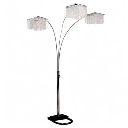 ORE 6932 3-Light Crystal Arch Floor Lamp, Steel, 97in x 17.5in x 19in, Silver and Black