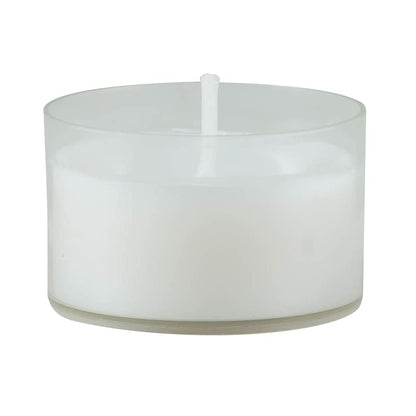Stonebriar 48 Count White Unscented Smokeless Long Burning Clear Cup Tea Light Candles with 6 to 7 Hour Burn Time