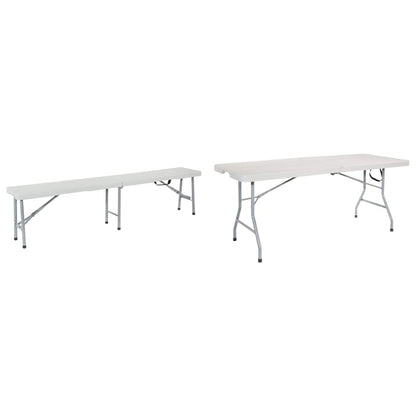 Office Star Resin 6 Foot Folding Bench and 6 Foot Resin Center-Folding Portable Table