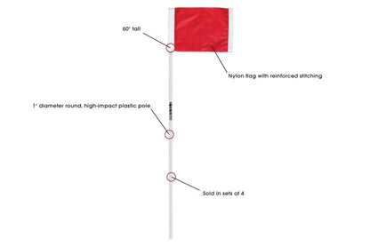 Kwik Goal Premier Corner Flags (Without Base), Set of 4