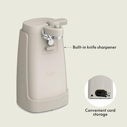 bella Electric Can Opener and Knife Sharpener, Multifunctional Jar and Bottle Opener with Removable Cutting Lever and Cord Storage, Stainless Steel Blade, Surf