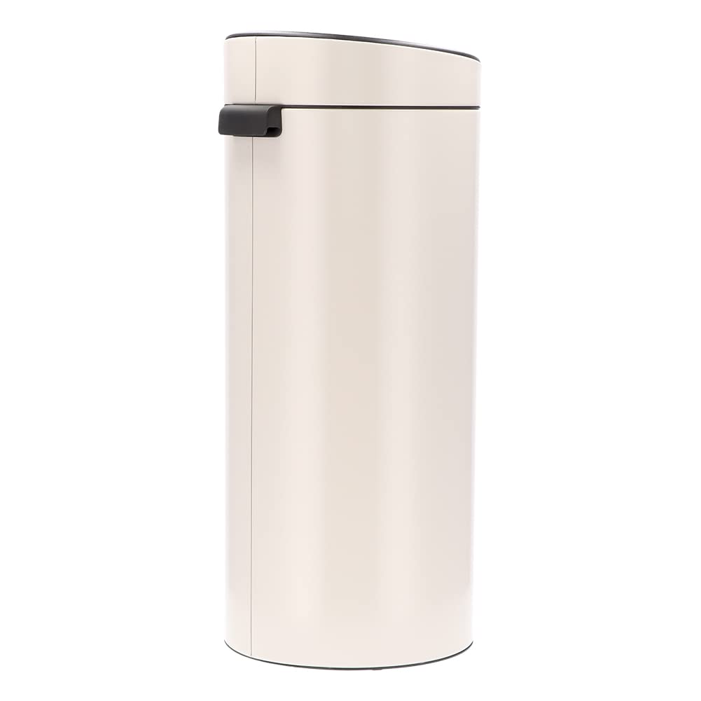 Brabantia Press-Top Kitchen Trash Can | Soft Beige | 8 Gallon / 30L | Home Trash Can with Soft-Touch Stay-Open Lid & Removable Inner Bucket | + Trash Bags
