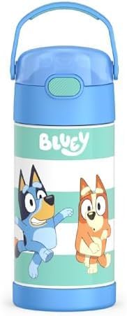 THERMOS FUNTAINER Water Bottle - 12 Ounce Stainless Steel Insulated Kids Bottle - Bluey Design