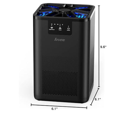 AROEVE Air Purifiers for Bedroom Air Purifier With Aromatherapy Function For Pet Smoke Pollen Dander Hair Smell 20dB Air Cleaner For Bedroom Office Living Room, MK06- Black(Available for California)