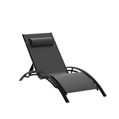 PURPLE LEAF Patio Chaise Lounge Set of 3 Outdoor Lounge Chair Beach Pool Sunbathing Lawn Lounger Recliner Chiar Outside Tanning Chairs with Arm for All Weather, Side Table Included, Black