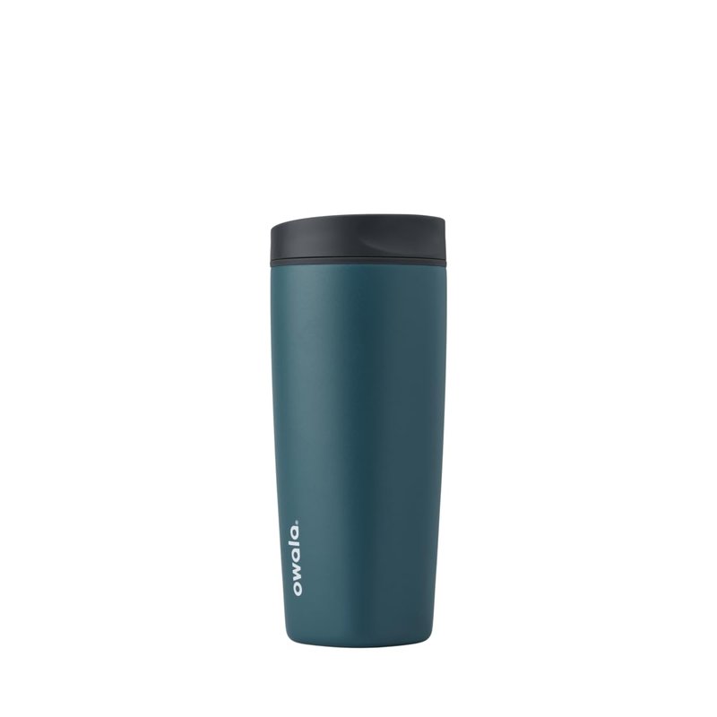 Owala SmoothSip Slider Insulated Stainless Steel Coffee Tumbler,Reusable Iced Coffee Cup,Hot-Coffee Travel Mug,BPA Free 20 oz,Grey/Blue (High Dive),(Pack of 8)