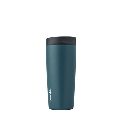 Owala SmoothSip Slider Insulated Stainless Steel Coffee Tumbler,Reusable Iced Coffee Cup,Hot-Coffee Travel Mug,BPA Free 20 oz,Grey/Blue (High Dive),(Pack of 8)