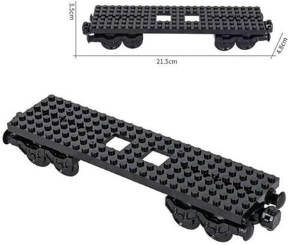 MOC City Creative Building Set – Train Base Wheels Low-Loader Truck &amp Railway Tracks DIY Kit (Compatible with Technical Parts 92339 92088 4025) (2PCS Train Base)