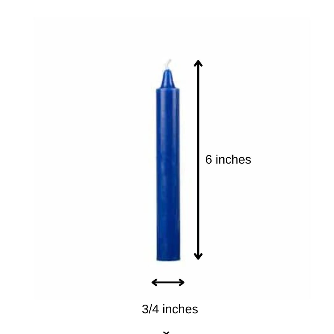 6 Inch Taper Candle 5 Pack Spell, Wicca, Santeria, Energized Candles Velas de 6 Pulgadas Paquete de 5 Velas (Blue)