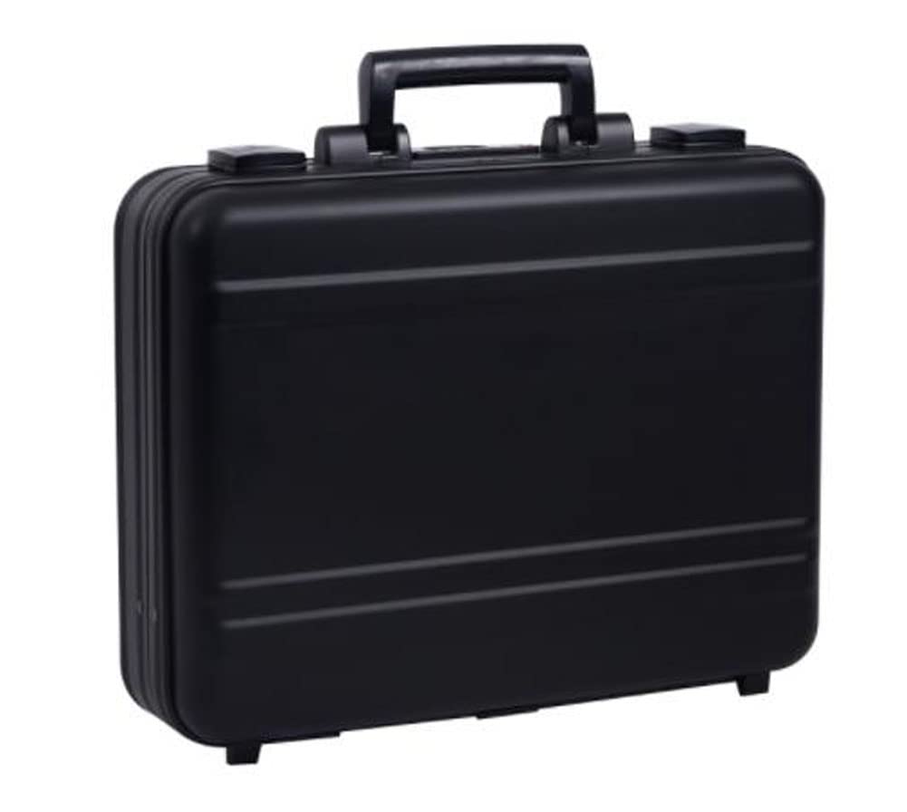 urecimy Men Metal Briefcase Aluminum Locking Storage Box with Removable Foam, Family Medicine Case, Money Suitcase, Jewellery Display Box, Black, 16.5X12.6X4.5 Inch