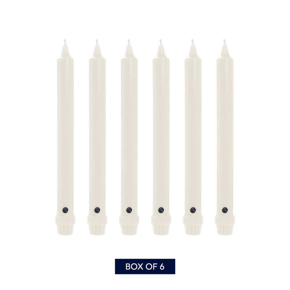 Colonial Candle Unscented Taper Candle, Classic Collection, Ivory, 10 in, Pack of 6 Candlesticks - Up to 8 Hours Burn