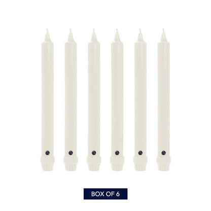 Colonial Candle Unscented Taper Candle, Classic Collection, Ivory, 10 in, Pack of 6 Candlesticks - Up to 8 Hours Burn