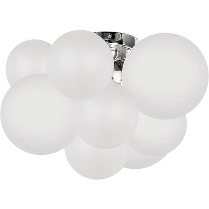 Dainolite 3 Light Flush Mount Ceiling Fixture, Opal White Glass, Silver Finish, Model MLS-143FH-PC-FR