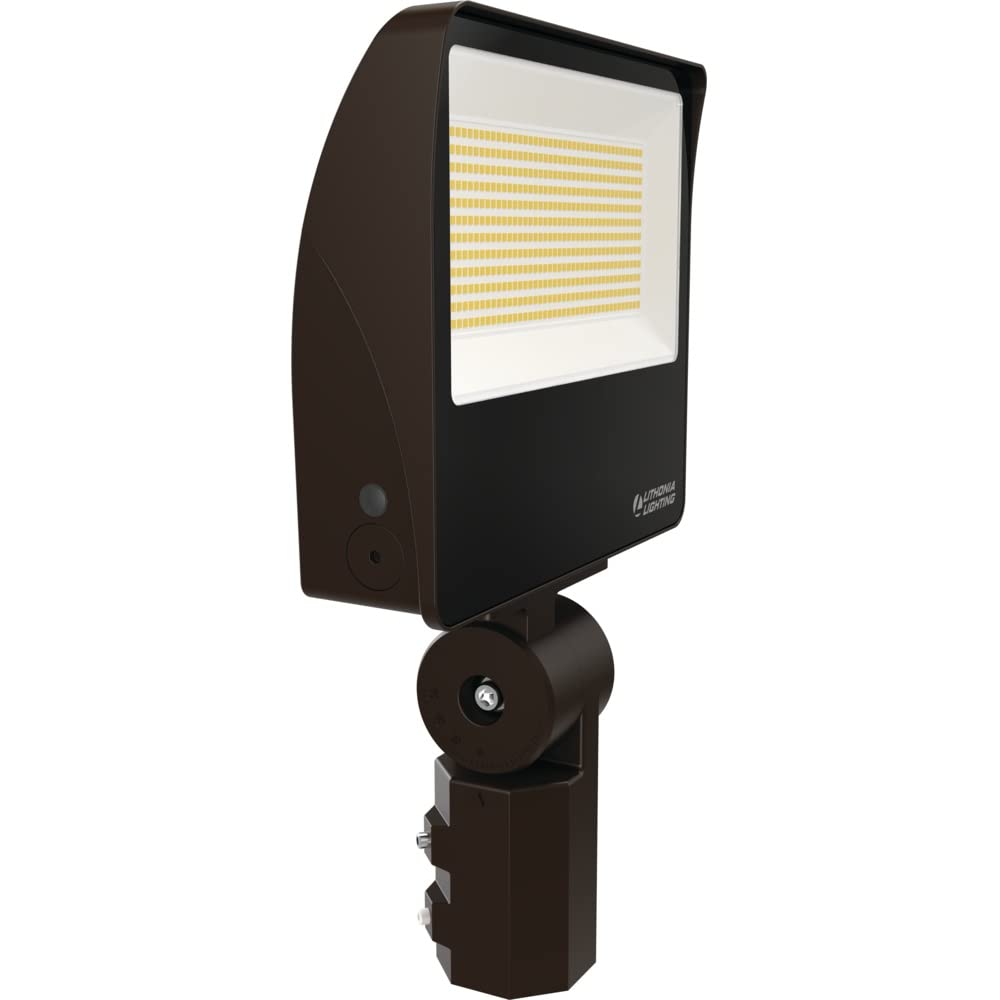 Lithonia Lighting All-in-One LED Flood Light, Waterproof LED Outdoor Light Fixture with Adjustable Brightness and Color Temperature, Yoke or Slipfitter Mount Dusk to Dawn Outdoor Lighting, UVOLT