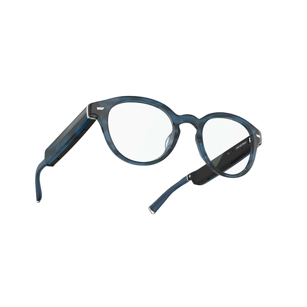 Amazon Echo Frames, an Alexa device (newest model), Smart glasses with Alexa, Modern Rectangle frames in Charcoal Gray with blue light filtering lenses