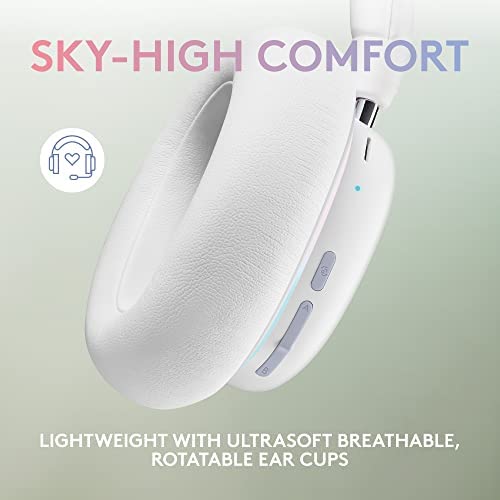Logitech G735 Wireless Gaming Headset, Customizable LIGHTSYNC RGB Lighting, Bluetooth, 3.5 MM Aux Compatible with PC, Mobile Devices, Detachable Mic - White Mist