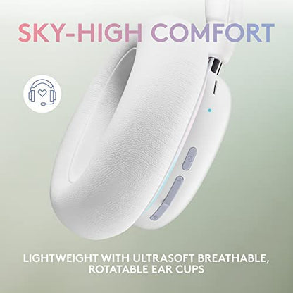 Logitech G735 Wireless Gaming Headset, Customizable LIGHTSYNC RGB Lighting, Bluetooth, 3.5 MM Aux Compatible with PC, Mobile Devices, Detachable Mic - White Mist