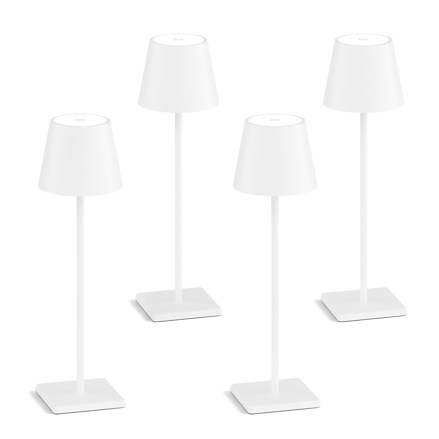 Aoceley 4-Pack Rechargeable Table Lamps, LED Cordless Table Lamp, 3W 6000mAh Battery Operated Table Light, Stepless Dimming Portable Table Light Waterproof for Restaurant/Indoor/Outdoor (White)