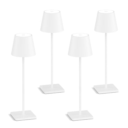 Aoceley 4-Pack Rechargeable Table Lamps, LED Cordless Table Lamp, 3W 6000mAh Battery Operated Table Light, Stepless Dimming Portable Table Light Waterproof for Restaurant/Indoor/Outdoor (White)