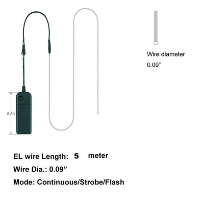 dobestyou EL Wire 5m Glow-in-the-Dark Flexible Light Strip, Waterproof, 2-Pack, Green for Costumes & DIY Decorations