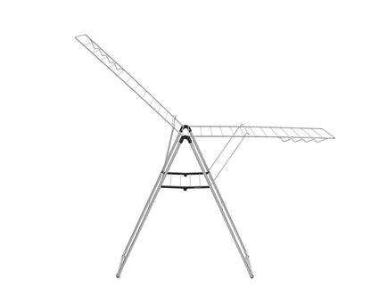 Brabantia HangOn Clothes Drying Rack | 82ft (25m) | Metallic Gray | Large Indoor Clothes Airer Laundry Stand with 2 Fold-Out Wings & Hanger Hooks, Folds Flat | Fits 2 Full Loads