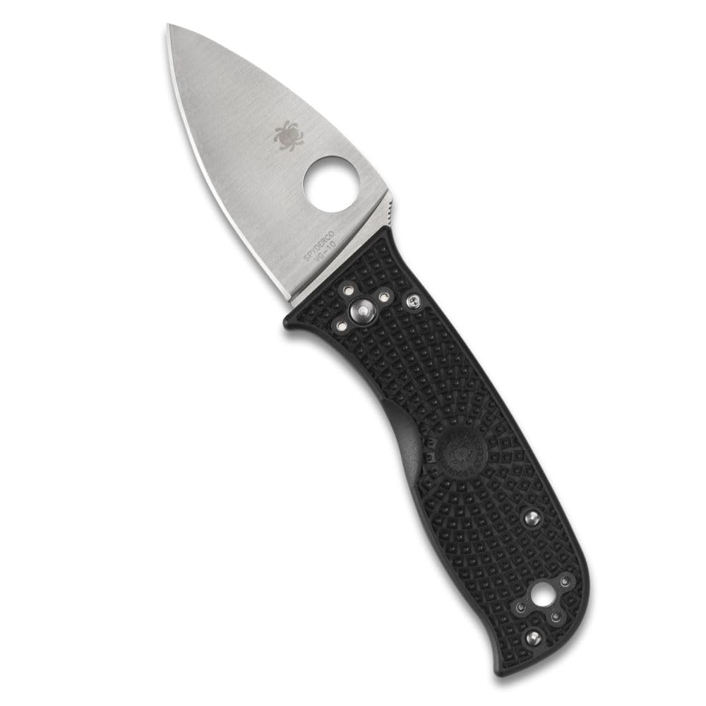 Spyderco Lil' Temperance 3 Lightweight Folding Pocket Knife with 2.9" VG-10 Steel Blade and FRN Handle - EDC Knife for Men and Women, Perfect for Hunting, Tactical, Camping - PlainEdge - C69PBK3